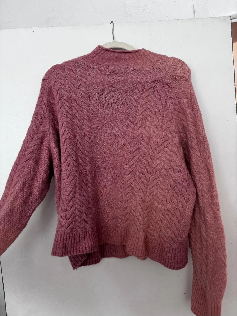J. Crew Mauve Cable-Knit Crewneck Sweater
